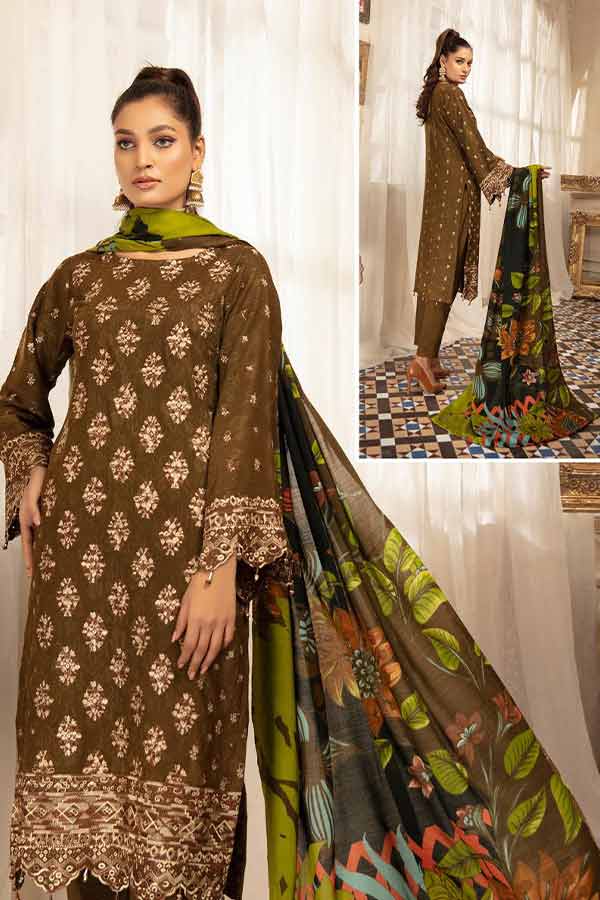 RA Blossom Emb P/Wool Shawl'21 D#06