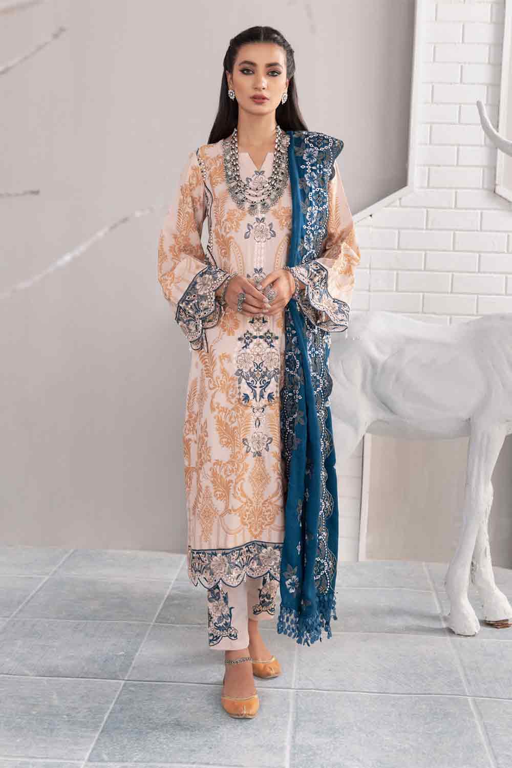 RA Nureh Emb Jacquard L/Peach'21 Vol-3 J#7