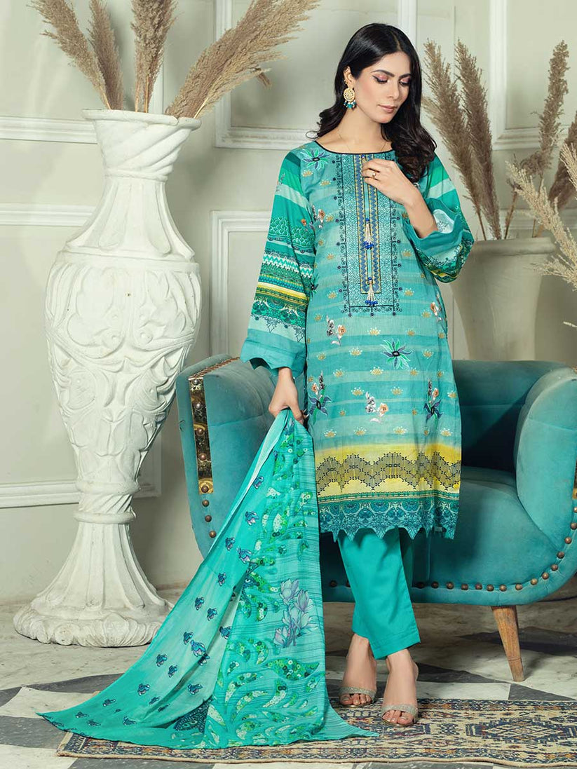 Aalaya R/Mehtab Emb Lawn`23 D#1 (Sea Green)