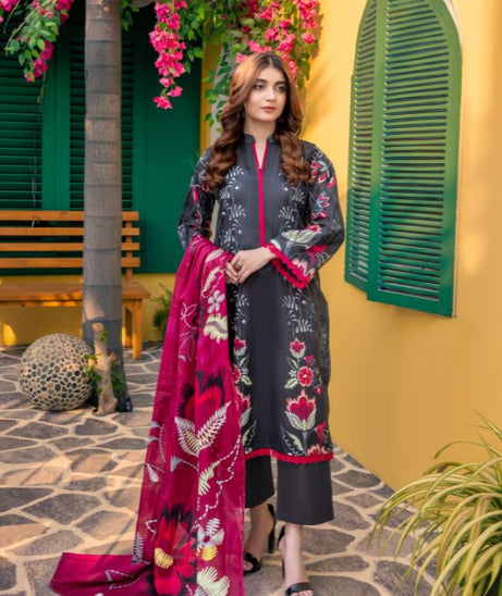 Rahat Premium Lawn`26 (Vol-3) D#01 BLACK