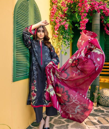 Rahat Premium Lawn`26 (Vol-3) D#01 BLACK