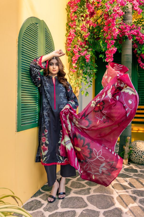 Rahat Premium Lawn`26 (Vol-3) D#01 BLACK