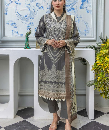 Rahat Premium Lawn`26 (Vol-3) D#01 D-GREY