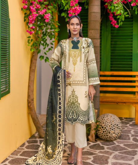 Rahat Premium Lawn`26 (Vol-3) D#01 M-GREEN