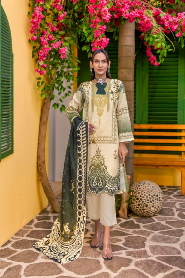 Rahat Premium Lawn`26 (Vol-3) D#01 M-GREEN