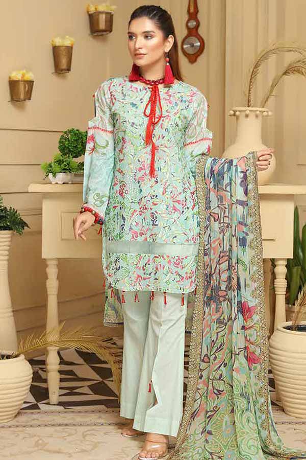 Rangoli Lawn Chiffon Dupatta`21 V#4 D#9