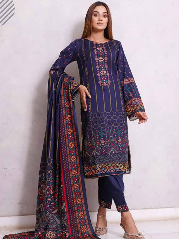 Roshni Print Lawn`22 D#910 Nevy Blue