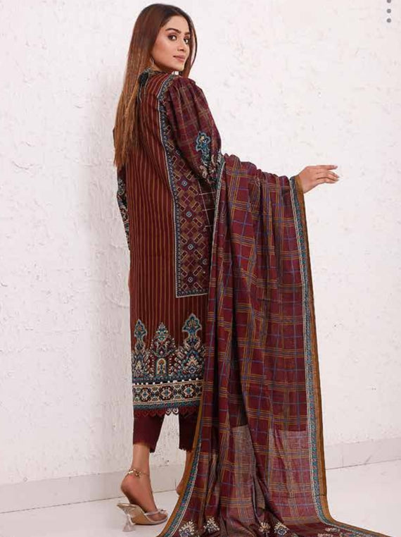Roshni Print Lawn`22 D#913 Maroon