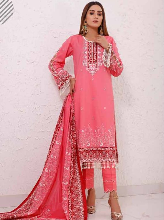 Roshni Print Lawn`22 D#914 Pink
