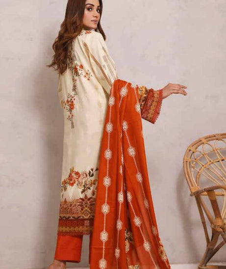 Roshni Print Lawn`22 D#923 D Rust