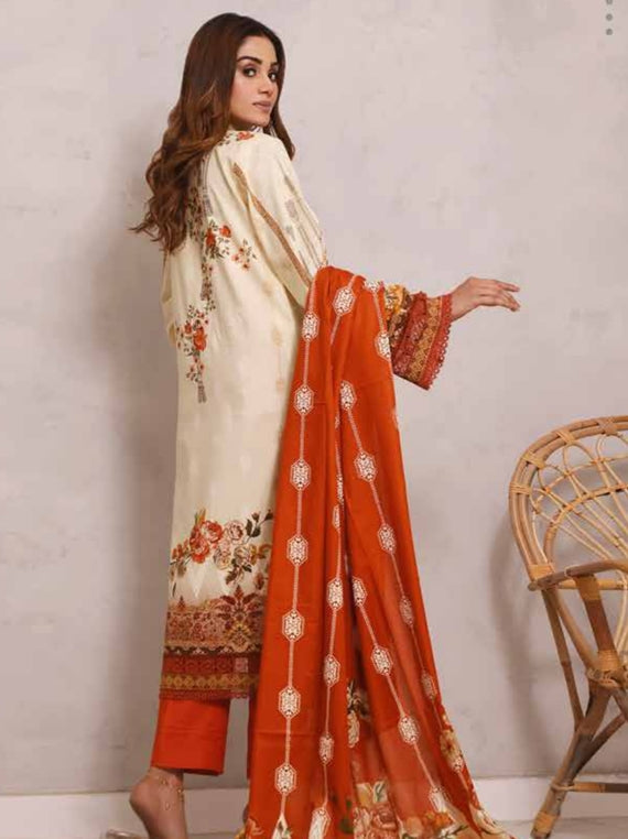 Roshni Print Lawn`22 D#923 D Rust