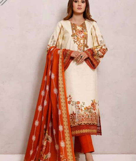 Roshni Print Lawn`22 D#923 D Rust