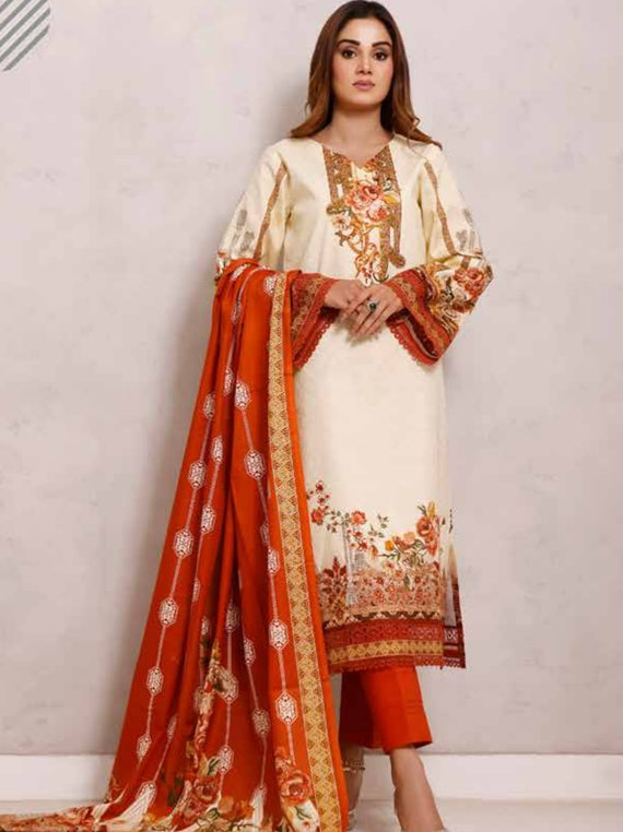 Roshni Print Lawn`22 D#923 D Rust