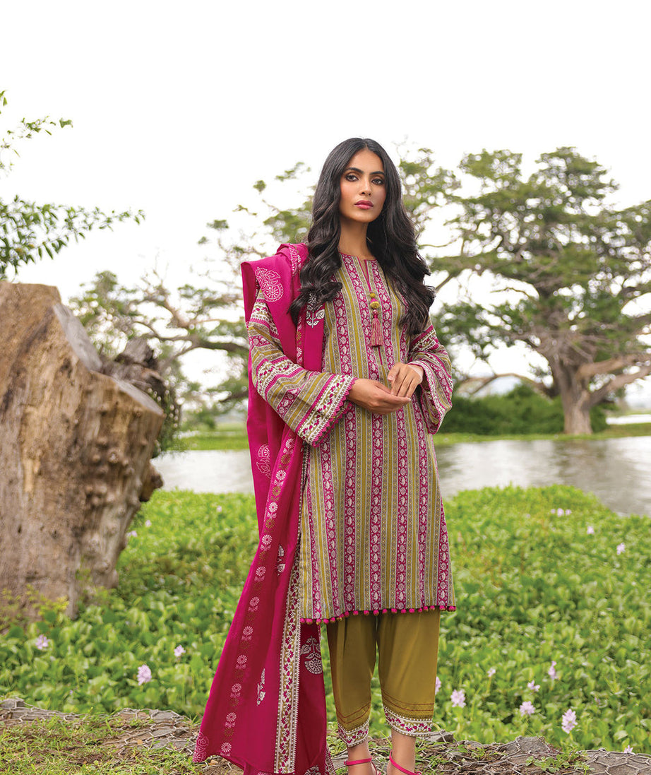 Al-Karam S/S Lawn`23 SS#5.1 Olive Green