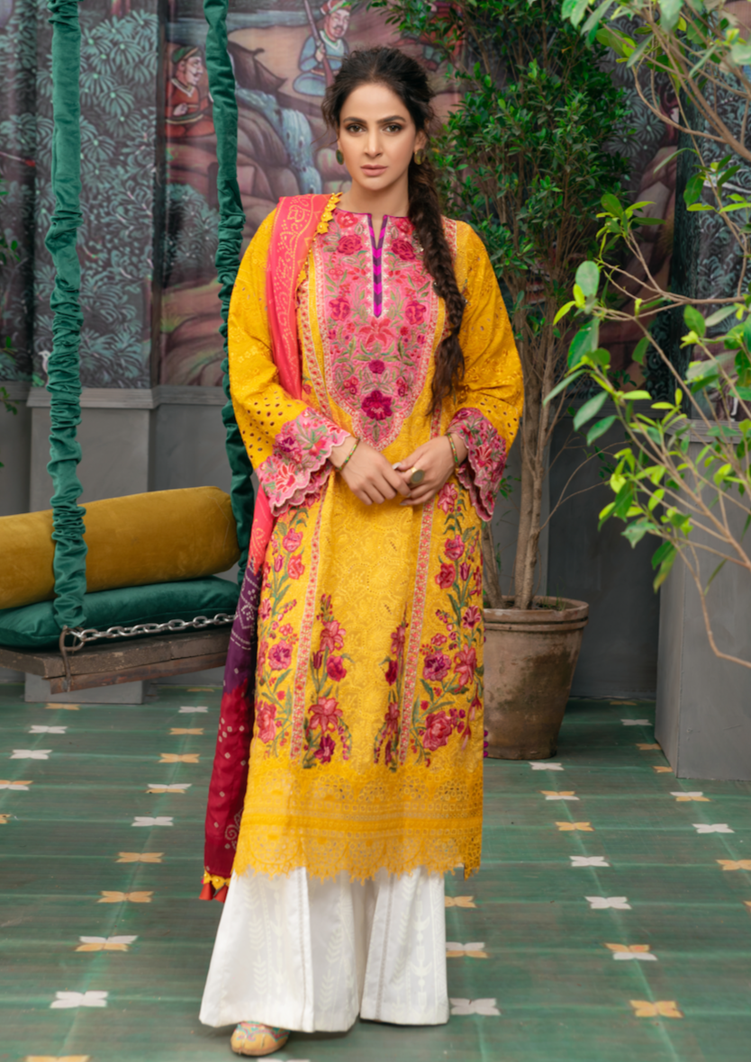Maryam hussain Luxury Festive Lawn`21D#10 - KESAR