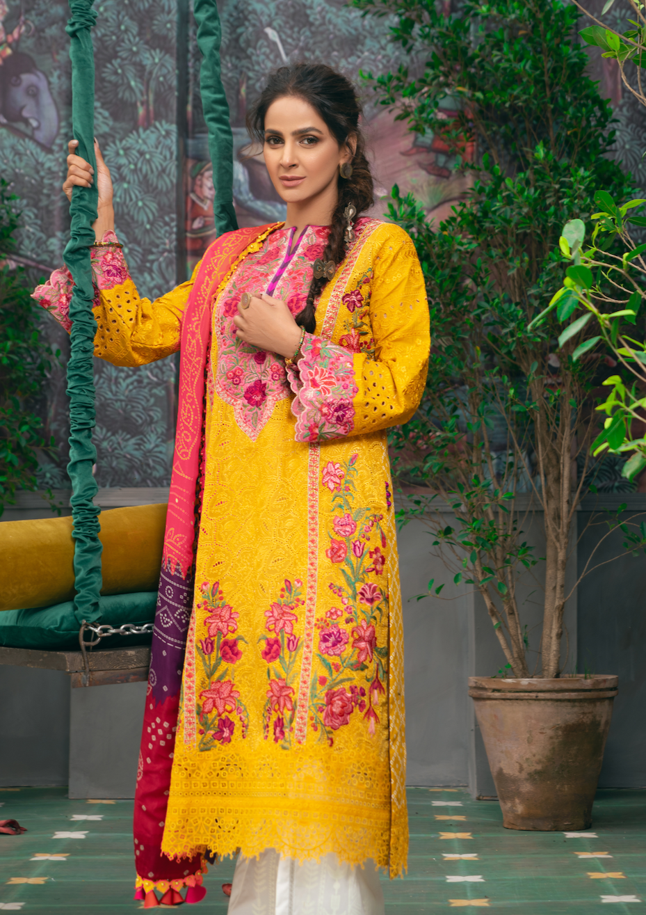 Maryam hussain Luxury Festive Lawn`21D#10 - KESAR