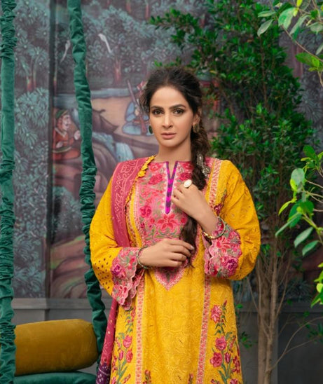 Maryam hussain Luxury Festive Lawn`21D#10 - KESAR
