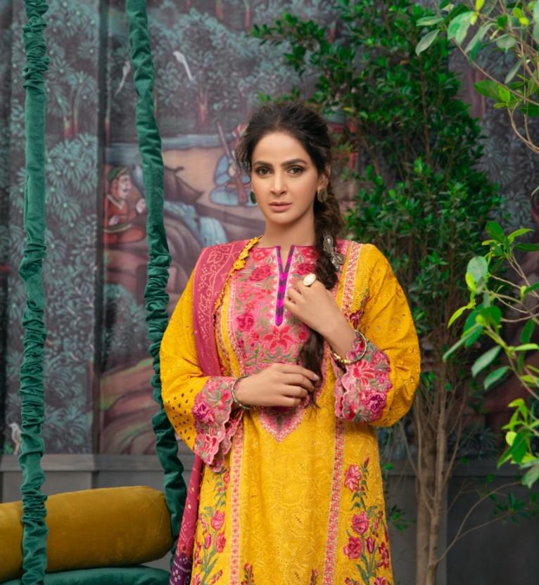 Maryam hussain Luxury Festive Lawn`21D#10 - KESAR
