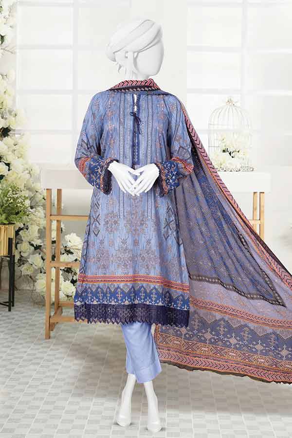 Serene Print Lawn`23 D#995 L-Blue