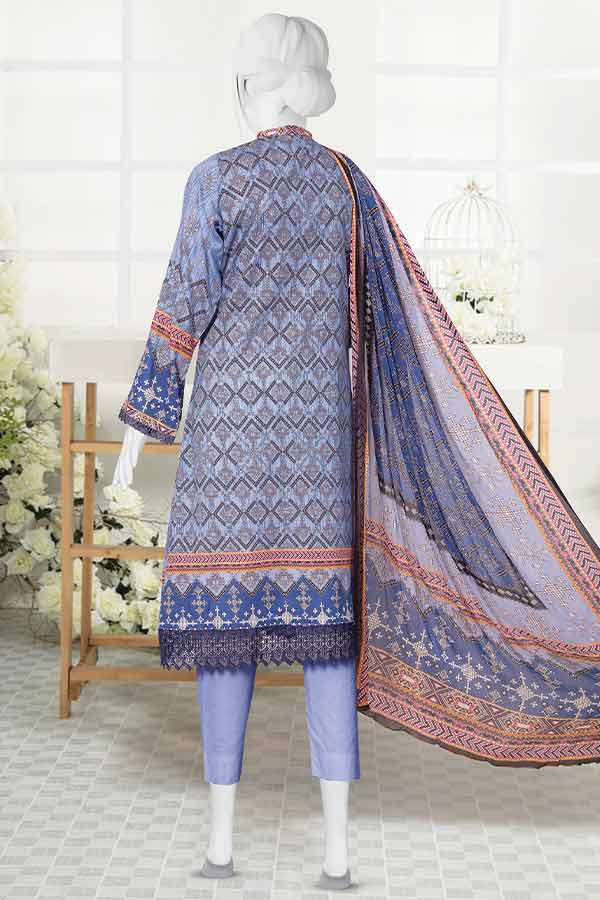 Serene Print Lawn`23 D#995 L-Blue