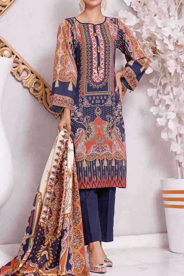 Shahkar Digital Khaddar`21 D#113 (N Blue)