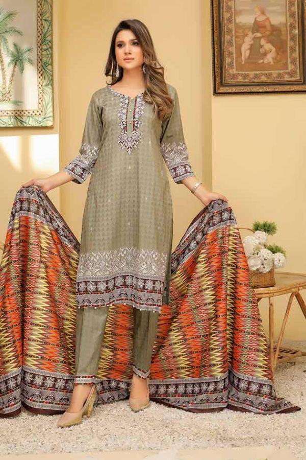 Star Print Lawn`22 D#1065 Grey
