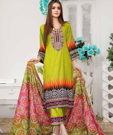Star Print Lawn`22 D#1083 Green