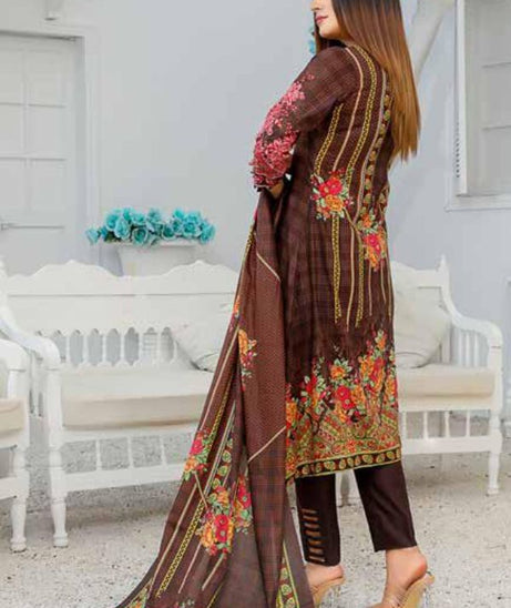 Star Print Lawn`22 D#1094 Chocolate