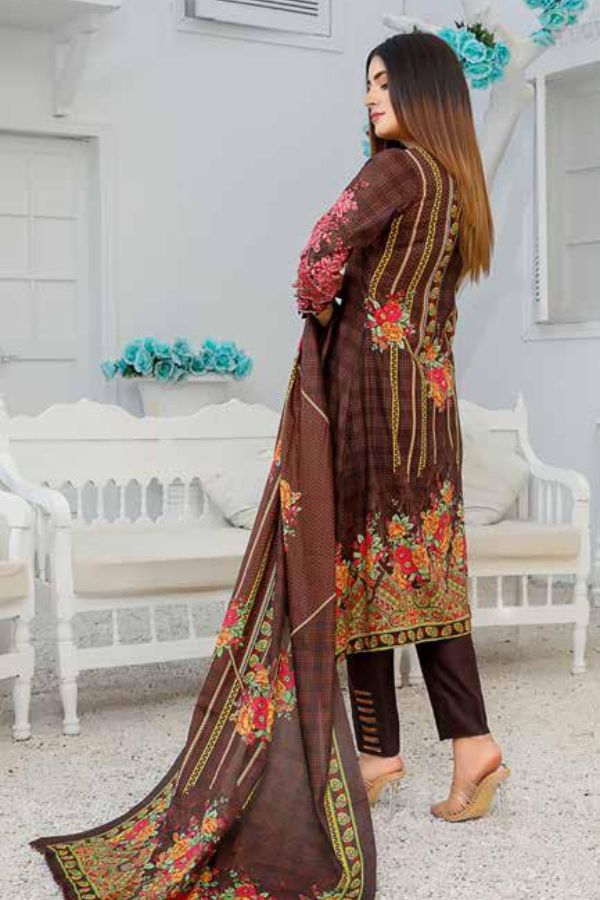Star Print Lawn`22 D#1094 Chocolate