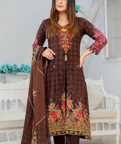 Star Print Lawn`22 D#1094 Chocolate