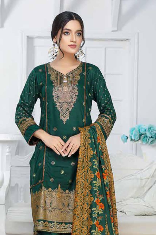 Star Print Lawn`22 D#1123 D Green