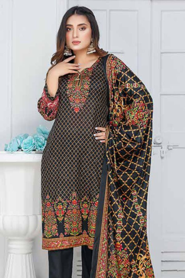 Star Print Lawn`22 D#1125 Black