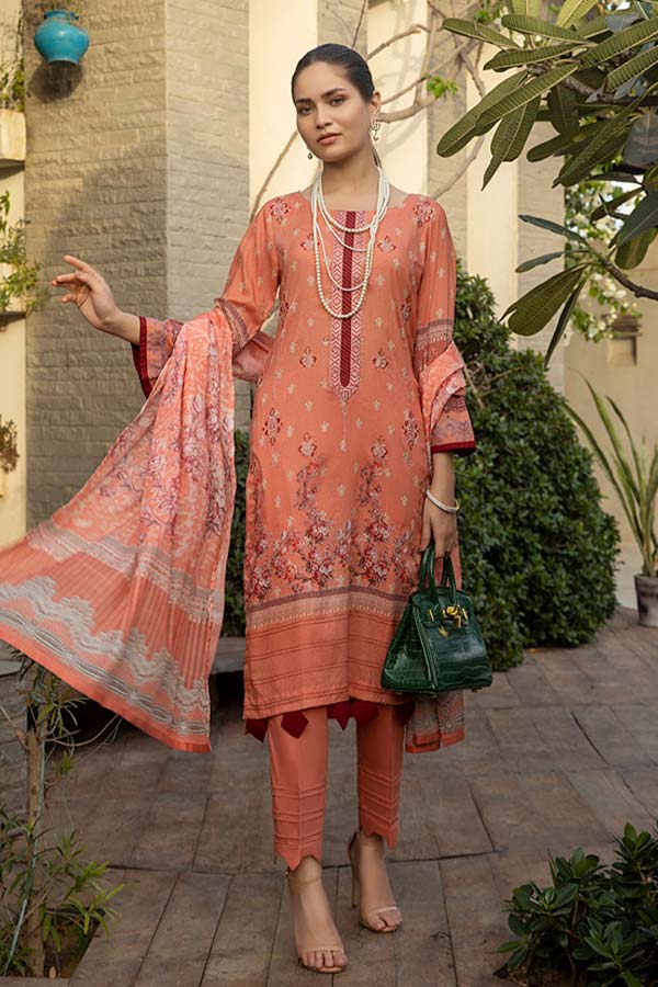 Subhata Masakali Emb Lawn'22 Peach
