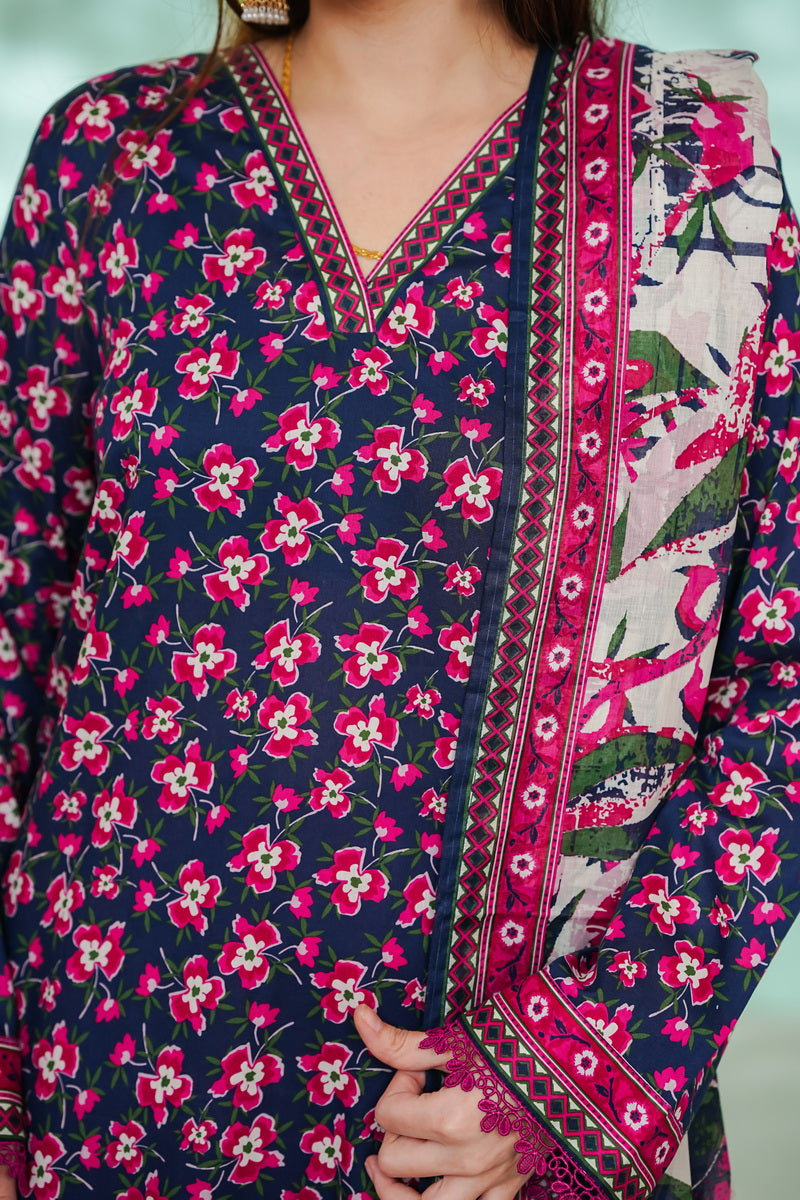 VS Daman Print Lawn`26 D#805 (Nevy Blue)