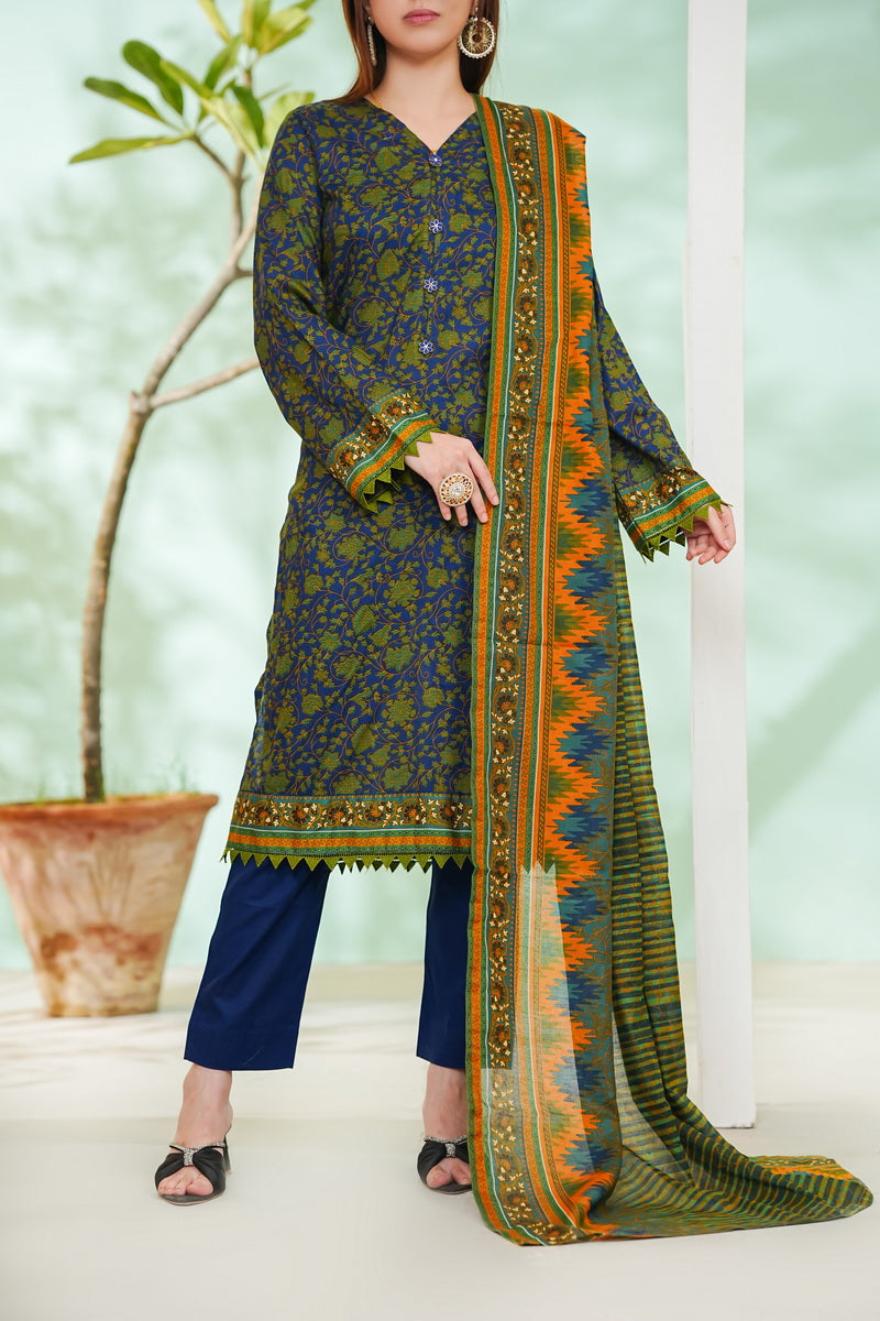 VS Daman Print Lawn`26 D#812 (Blue)