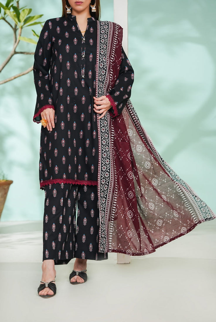 VS Daman Print Lawn`26 D#818 (Black)