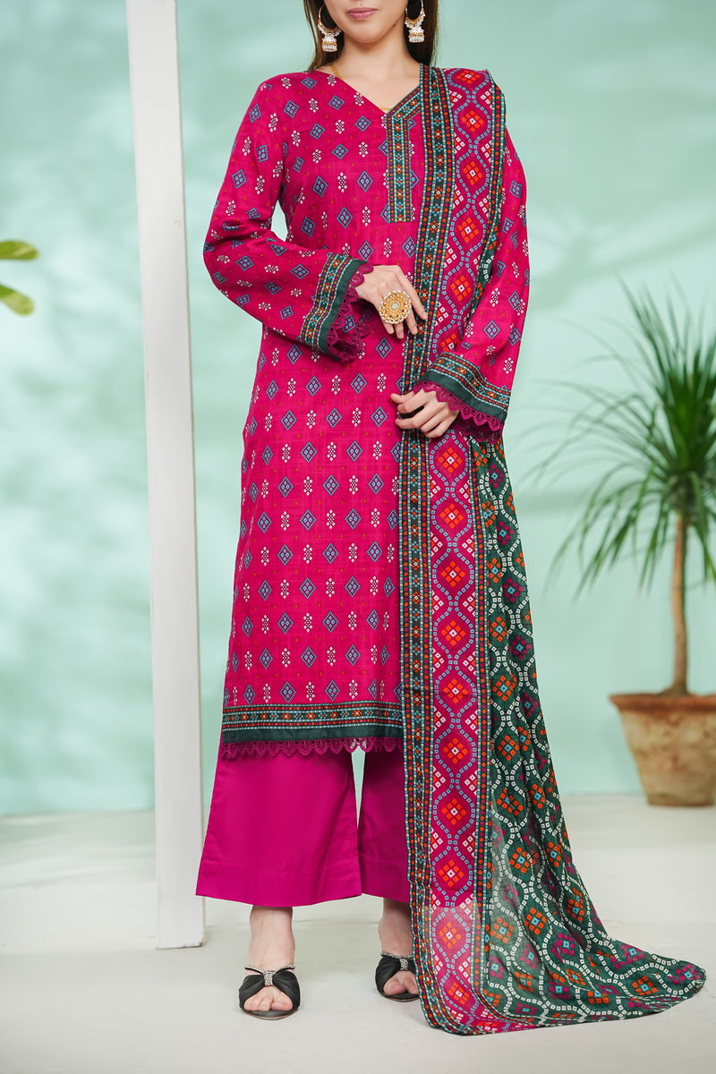 VS Daman Print Lawn`26 D#806 (Pink)