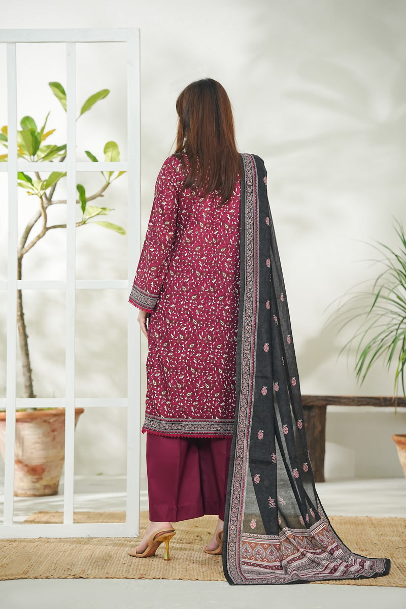 VS Daman Print Lawn`26 D#735 Maroon