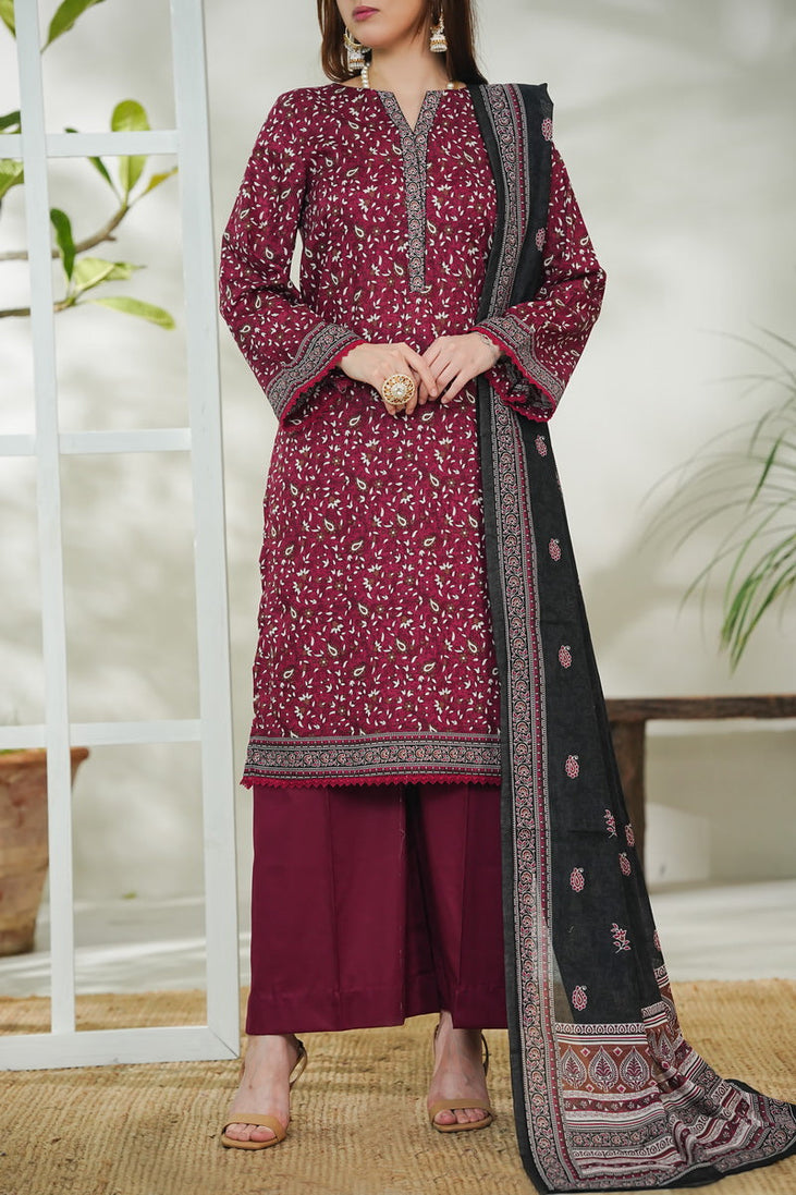 VS Daman Print Lawn`26 D#735 Maroon
