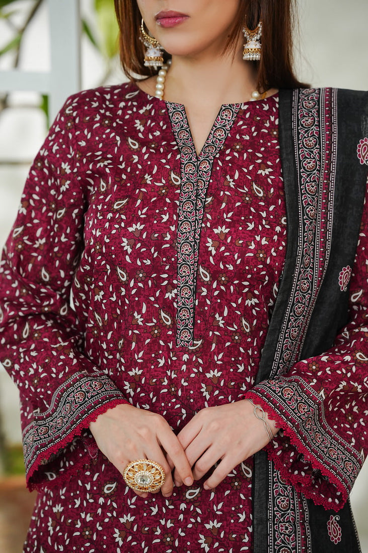 VS Daman Print Lawn`26 D#735 Maroon