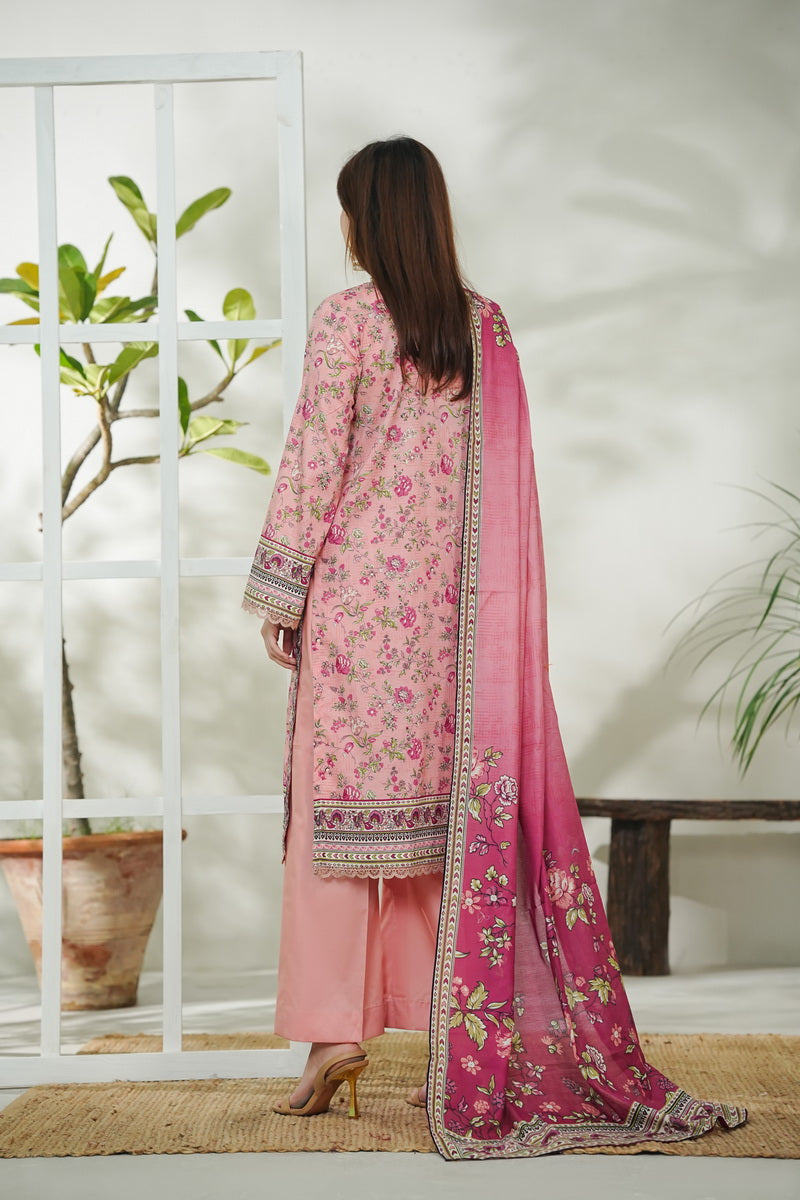 VS Daman Print Lawn`26 D#736 Peach