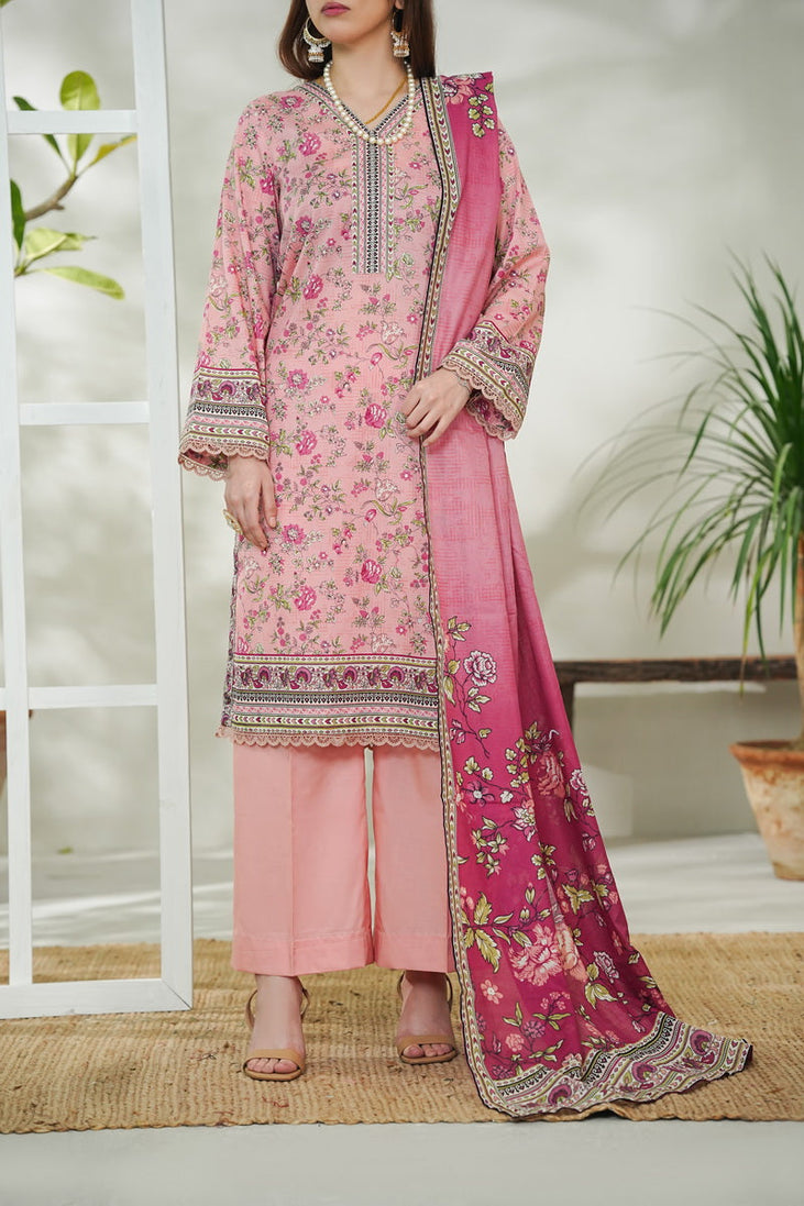 VS Daman Print Lawn`26 D#736 Peach