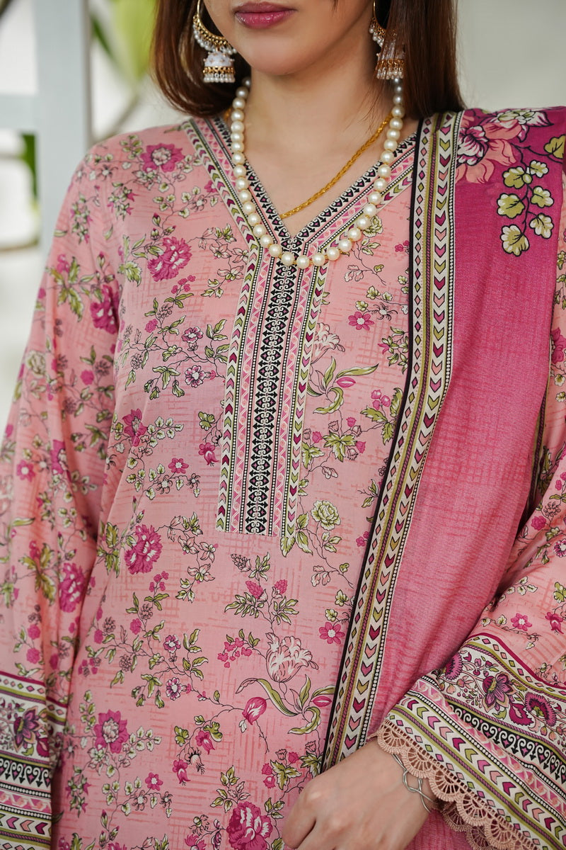 VS Daman Print Lawn`26 D#736 Peach