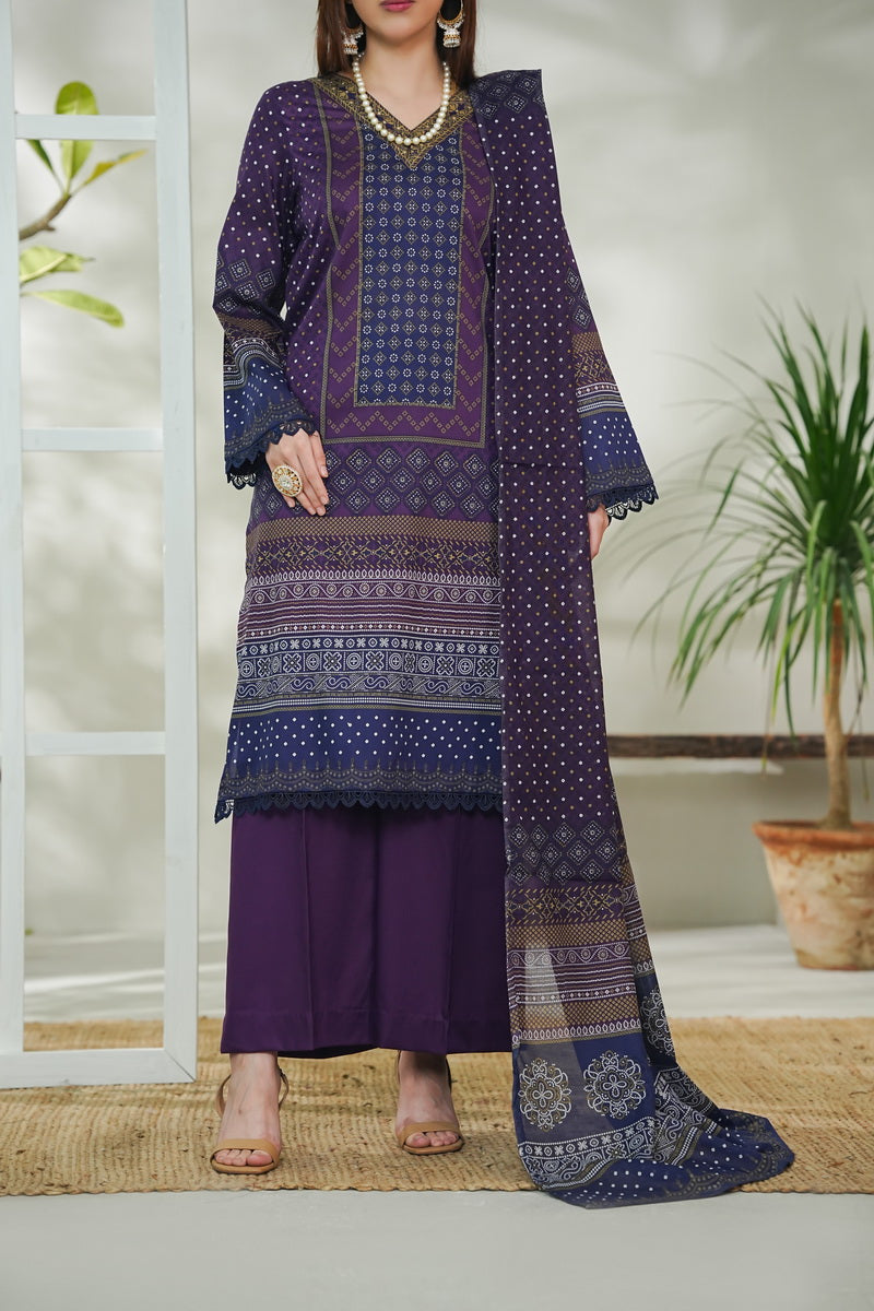 VS Daman Print Lawn`26 D#728 D-Purple