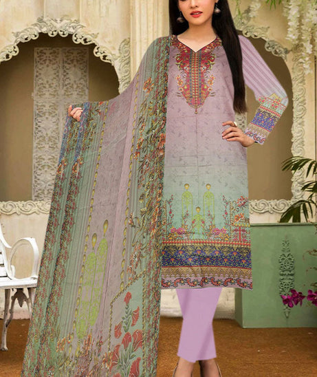 Zircon Digital Lawn Chiffon Dupatta`21 D#10 (LT Pink)