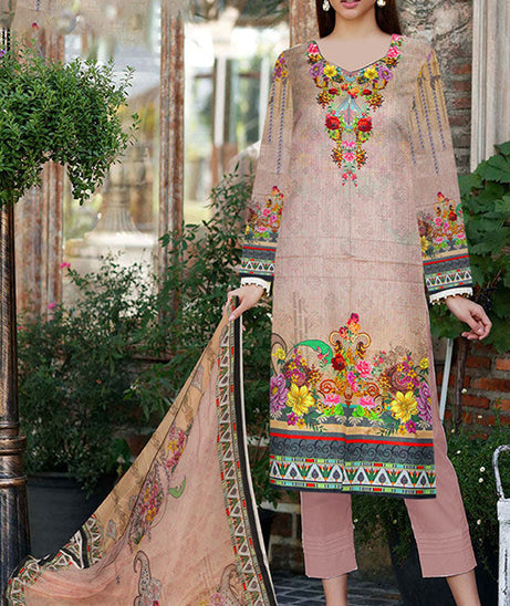 Zircon Digital Lawn Chiffon Dupatta`21 D#1015 (Fawn)