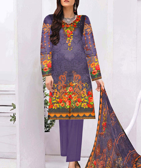 Zircon Digital Lawn Chiffon Dupatta`21 D#6 (Blue)