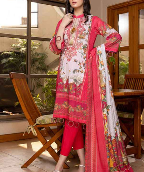 Zoohra Emb Lawn Collection`22 (Red)