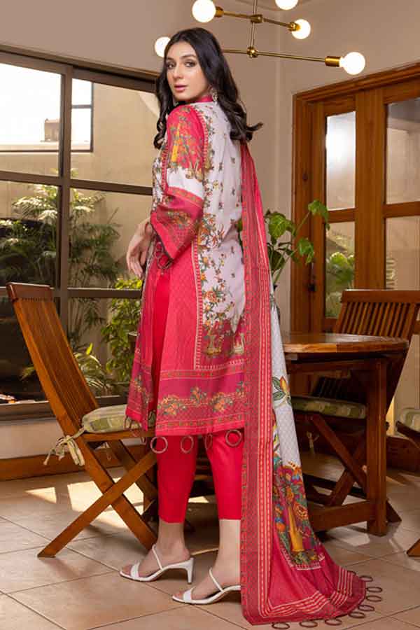 Zoohra Emb Lawn Collection`22 (Red)