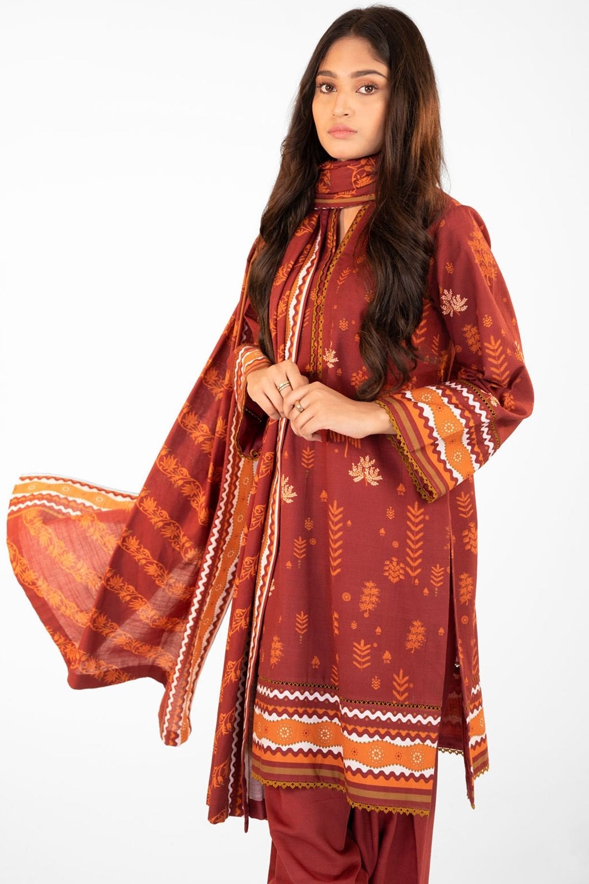 Al-Karam Winter Collection`22 FW#44.1 RED